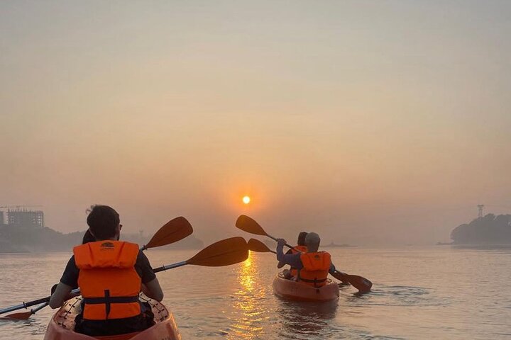 Sunset kayaking on the Brahmaputra River in Guwahati