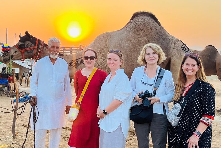 Camel cart safari at sunset in Pushkar, Pushkar